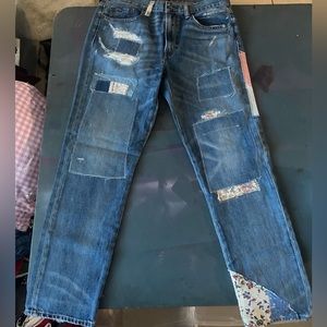 JeansPolo Ralph Lauren Avery Boyfriend Jeans Distressed Quilt Patchwork  26